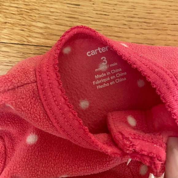 Carters Baby Girl Pink Onesie PJ set with mittens - Picture 13 of 14